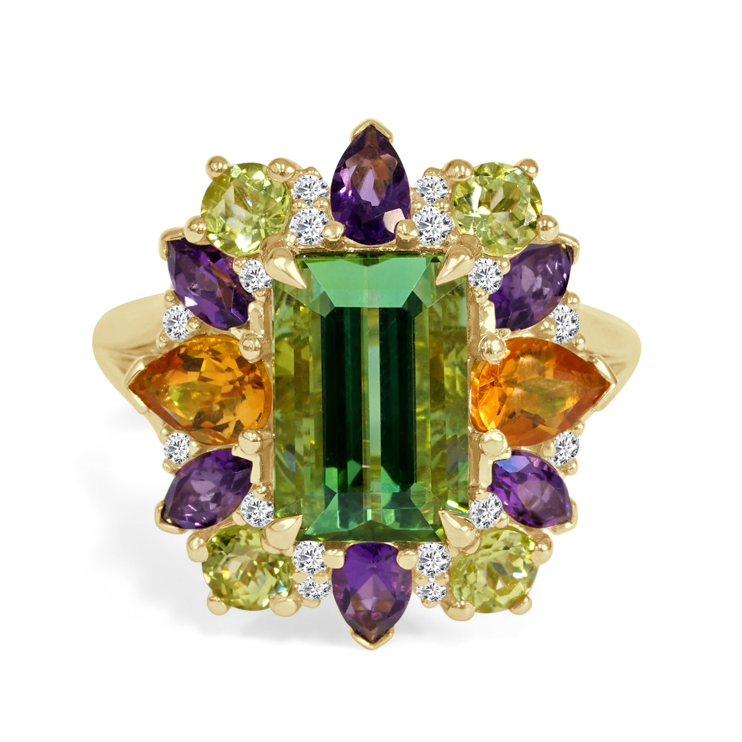 Green Tourmaline and Diamond cocktail Ring image 1