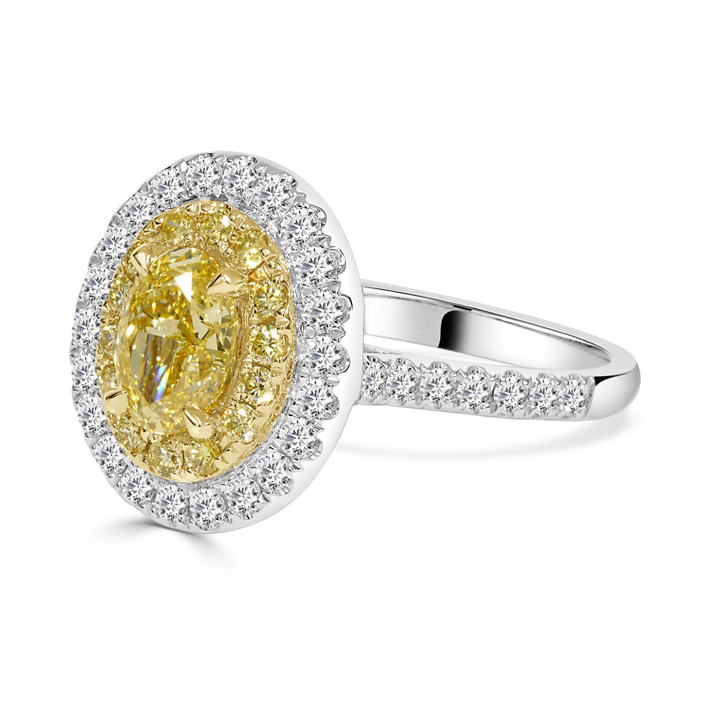 Yellow Diamond Double Halo Enagagement Ring image 1