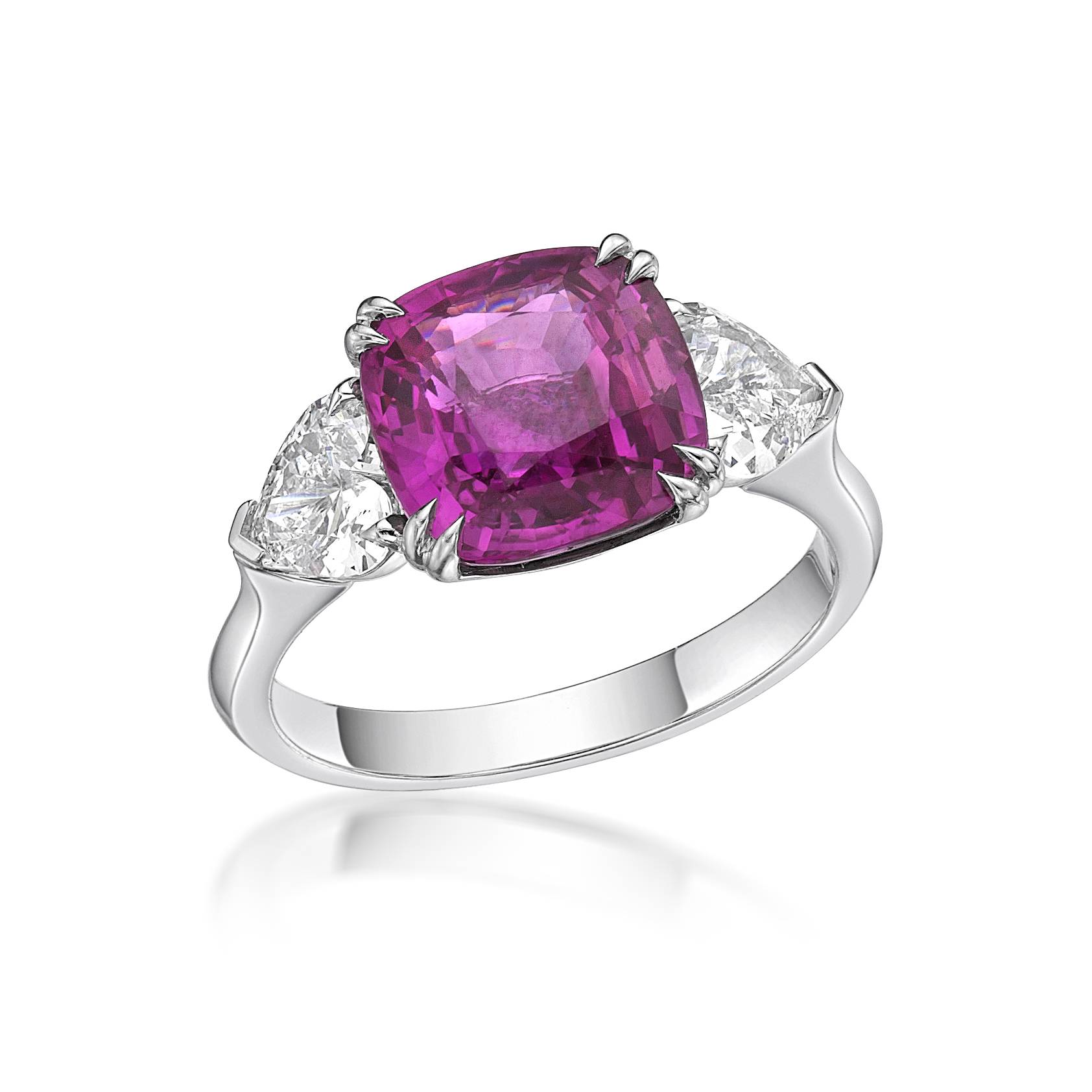 Pink Sapphire and Heart Shape Diamond Dress Ring image 1