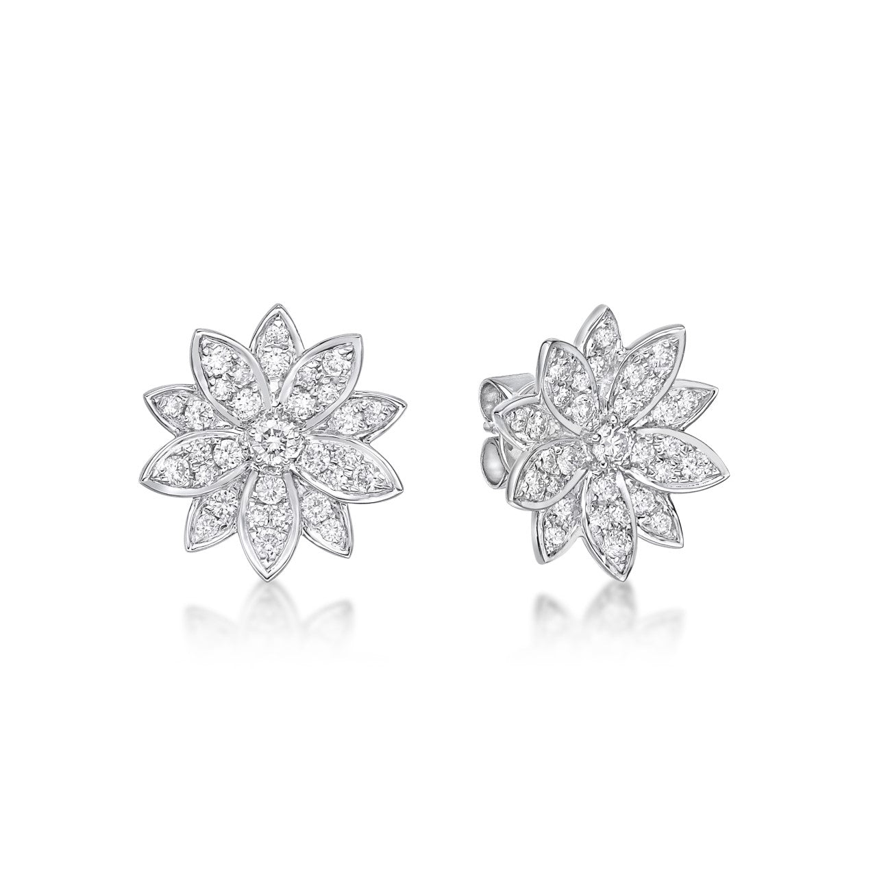 Round Brilliant Cut Diamond Flower Earrings image 0