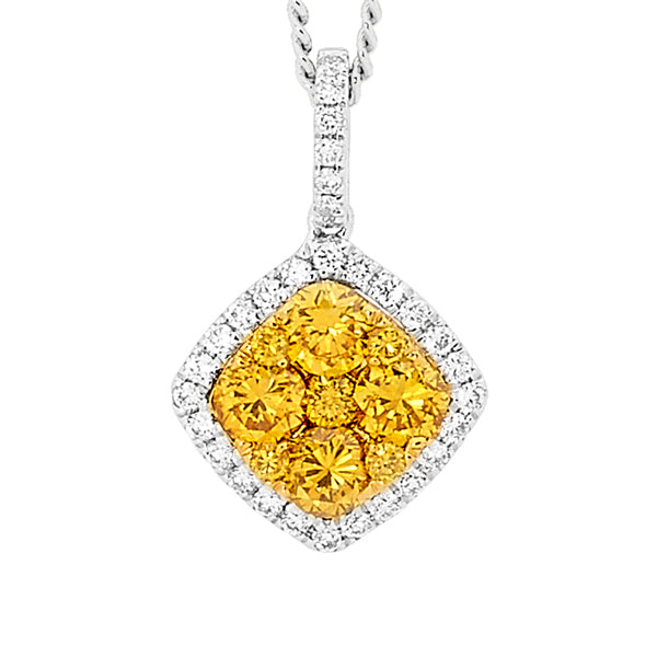 Round Brilliant Cut Yellow Diamond Pendant image 0