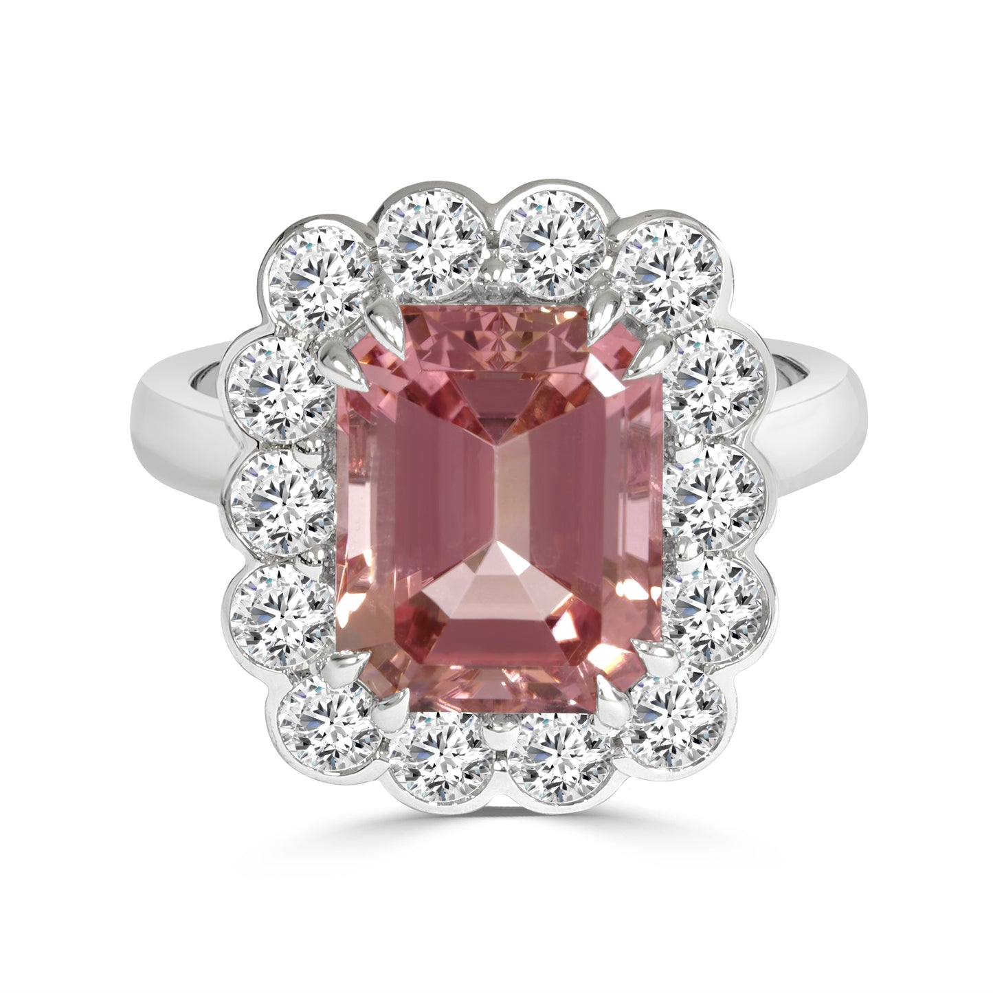 Pink Tourmaline and Round Brilliant Cut Diamond Dress Ring image 0
