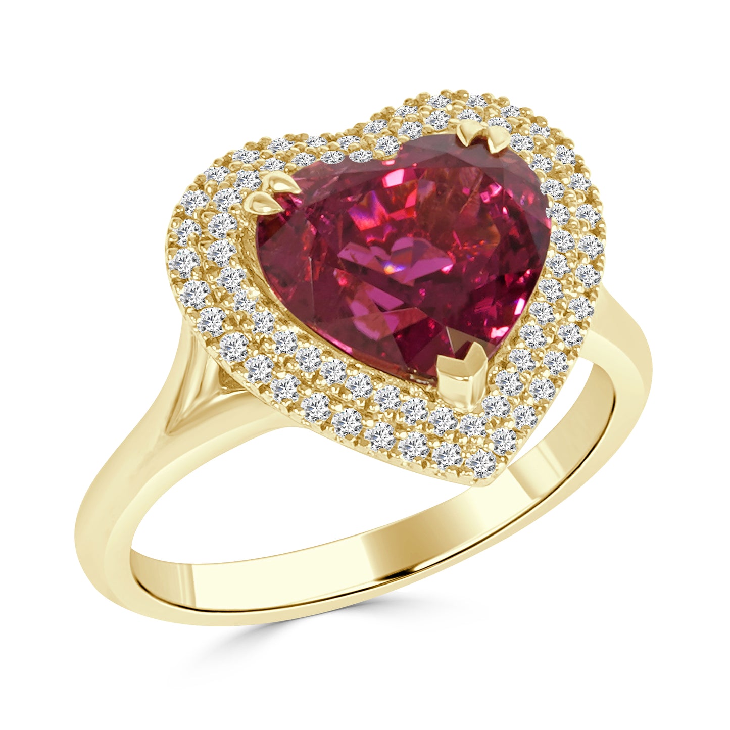 Rubellite and Round Brilliant Cut Diamond Ring image 1