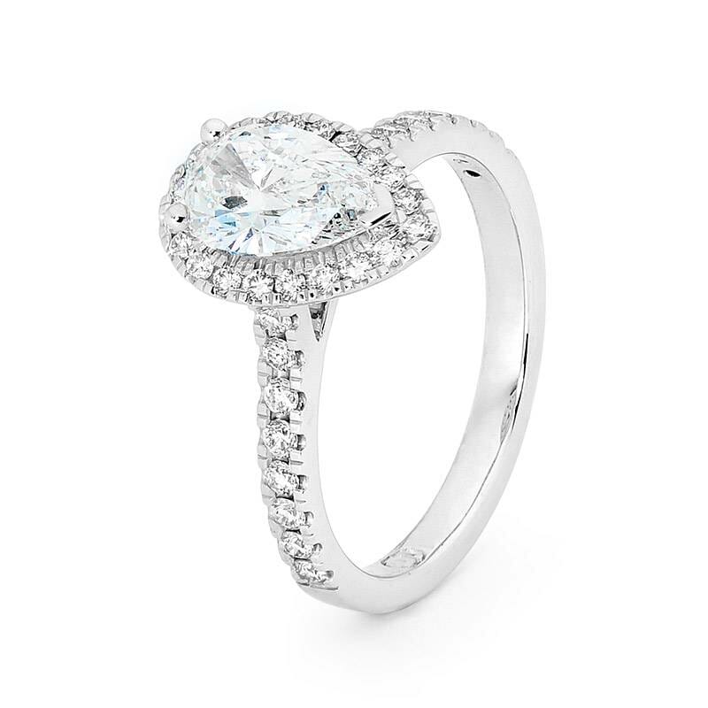 Izar - Pear Shaped Diamond Halo Engagement Ring image 1
