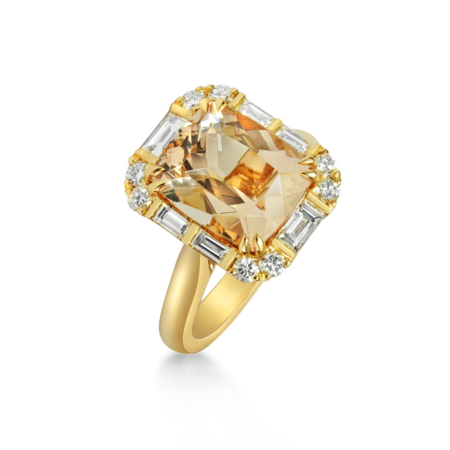 Cushion Cut Peach Morganite and Diamond Dress Ring image 1