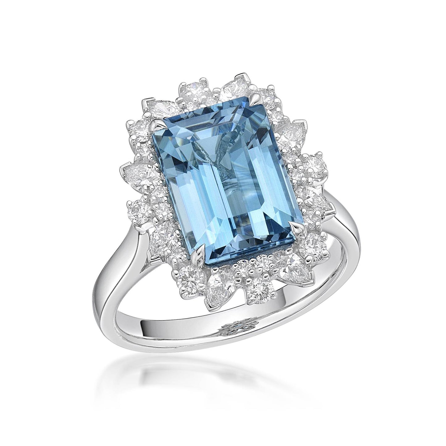 Emerald Cut Aquamarine Cluster Dress Ring image 1