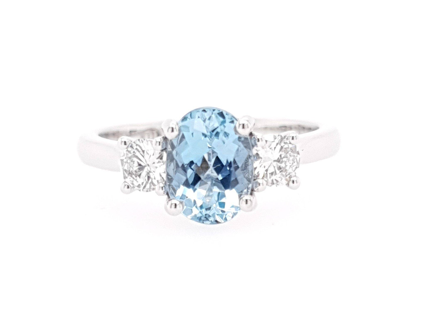18k Oval Aquamarine Trilogy Dress Ring image 0