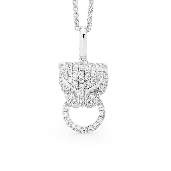 Round Brilliant Cut Diamond Panther Pendant image 0
