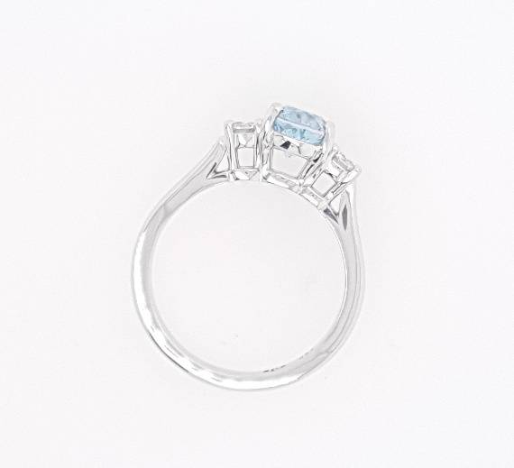 18k Oval Aquamarine Trilogy Dress Ring image 2