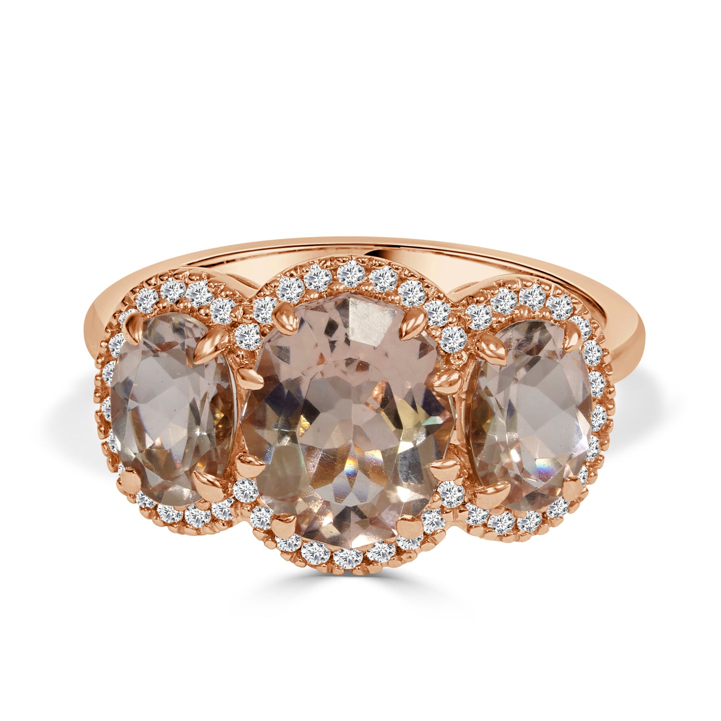 Morganite and Round Brilliant Cut Diamond Dress Ring image 0