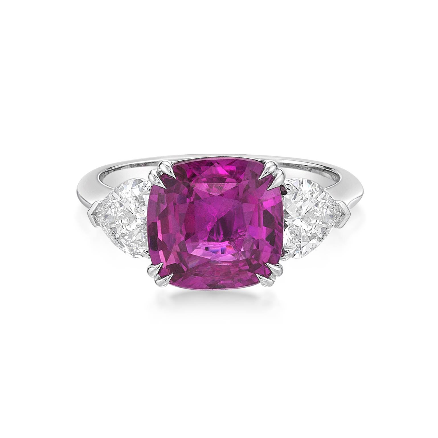 Pink Sapphire and Heart Shape Diamond Dress Ring image 0