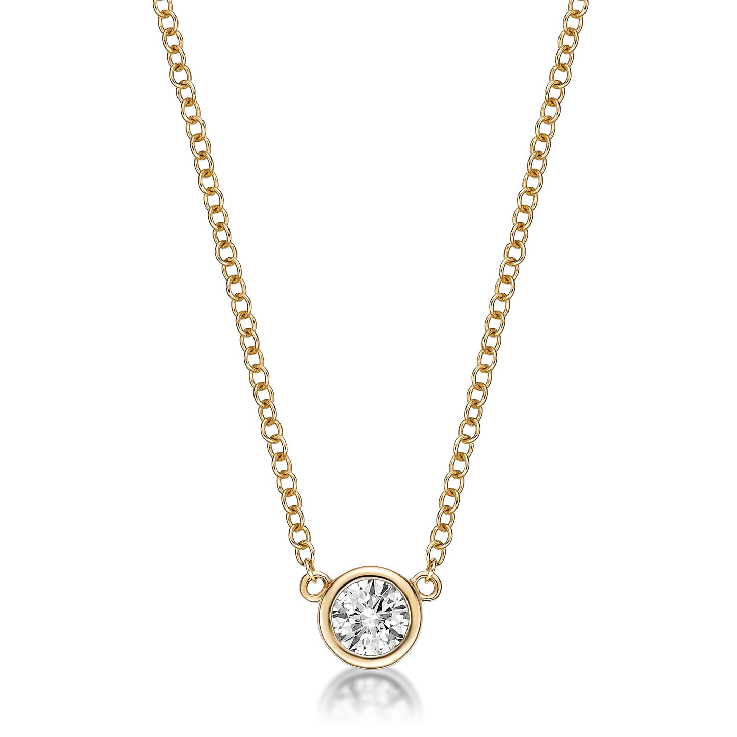 Round Brilliant Cut Bezel Set Diamond with Fine Chain image 0