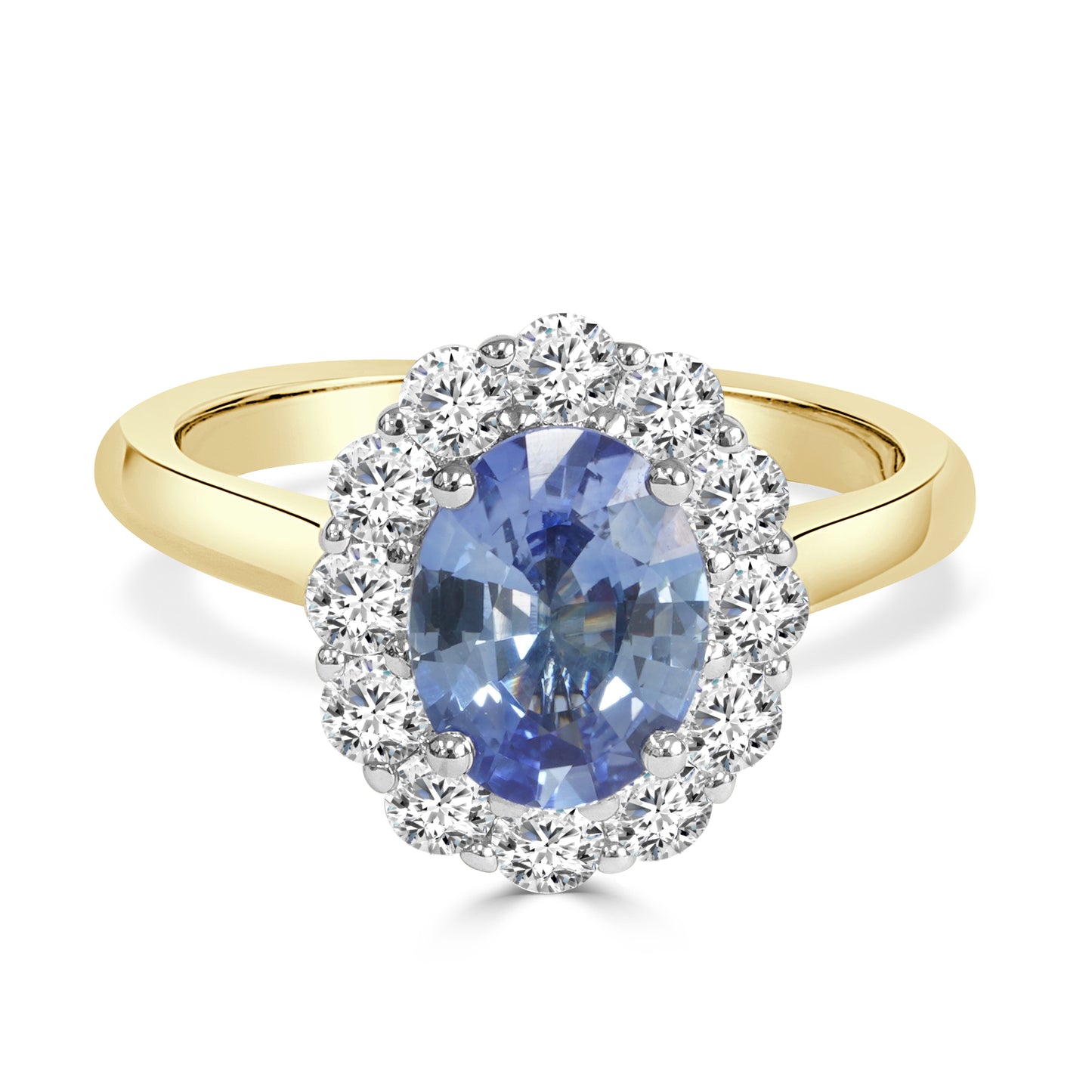 Ceylon Sapphire and Round Brilliant Cut Diamond Dress Ring image 0