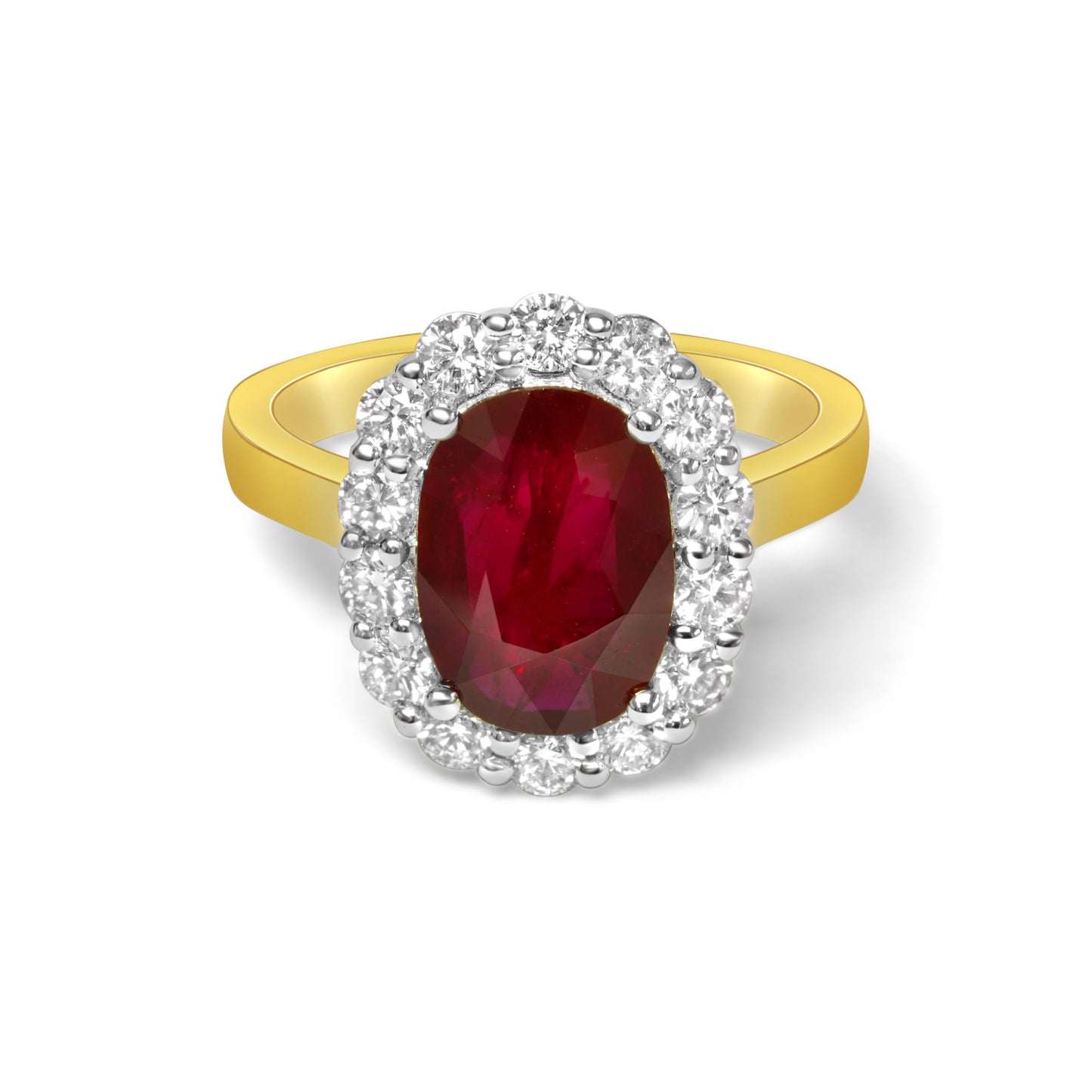 Oval Ruby and Diamond Halo Dress Ring image 0