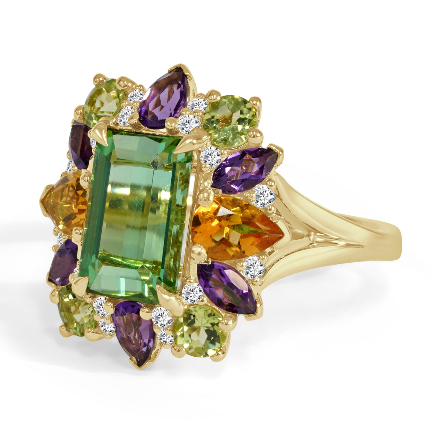 Green Tourmaline and Diamond cocktail Ring image 0