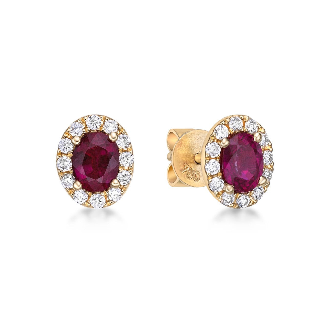 Ruby and Diamond Halo Studs image 0