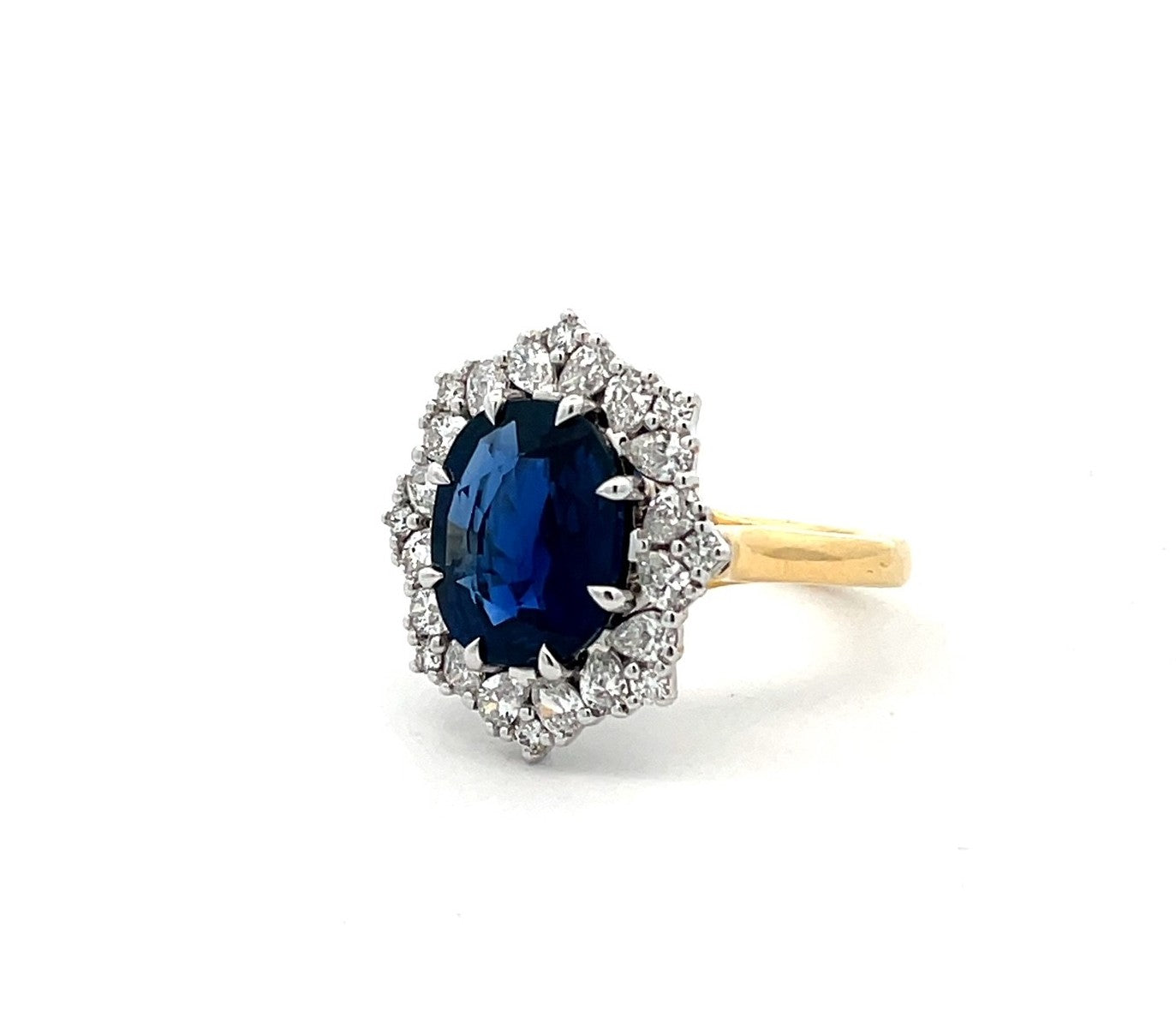 Sapphire and Diamond Halo Dress Ring image 1