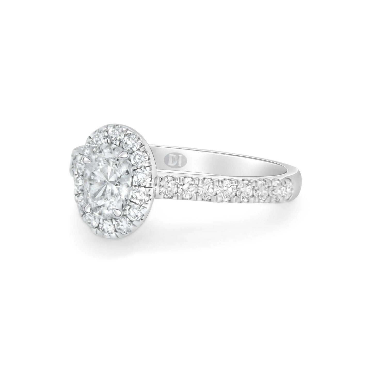 18K 1 Carat Oval Halo Diamond Engagement Ring image 1