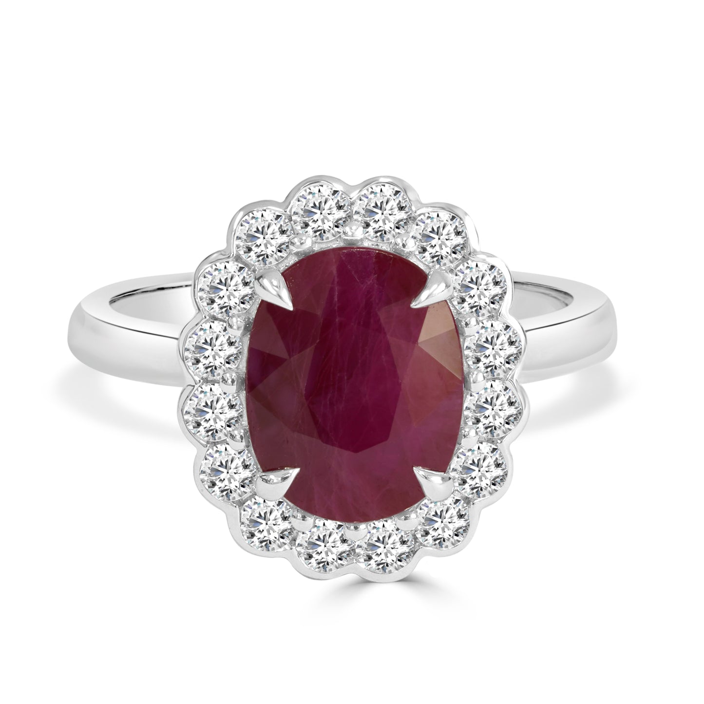 Ruby and Round Brilliant Cut Diamond Dress Ring image 0