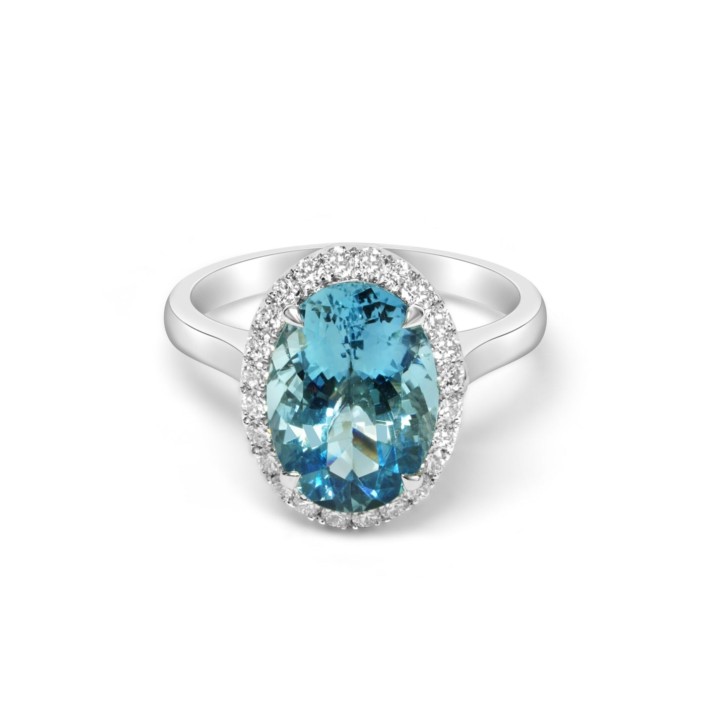 Aquamarine Oval and Diamond Dress Ring image 0