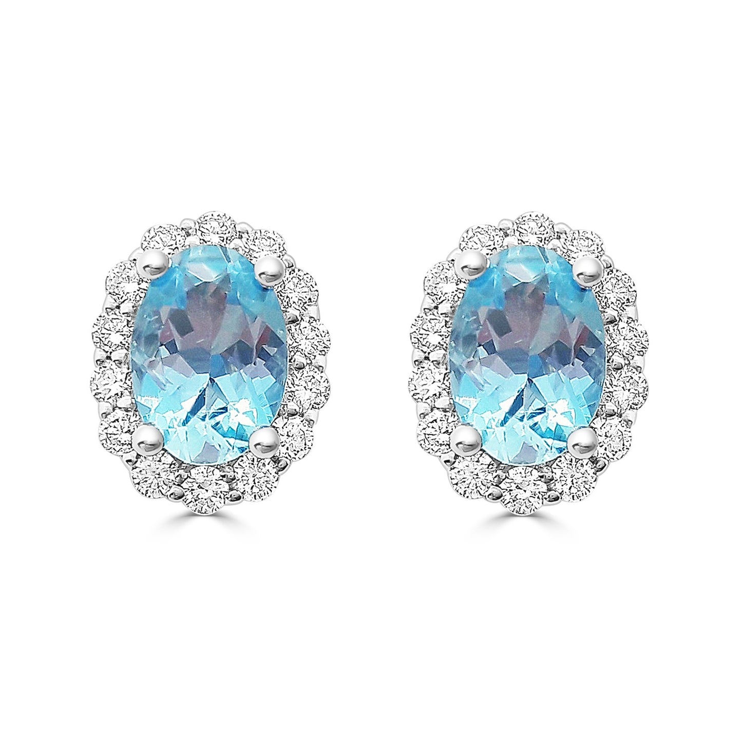 Aquamarine and Diamond Halo Earrings