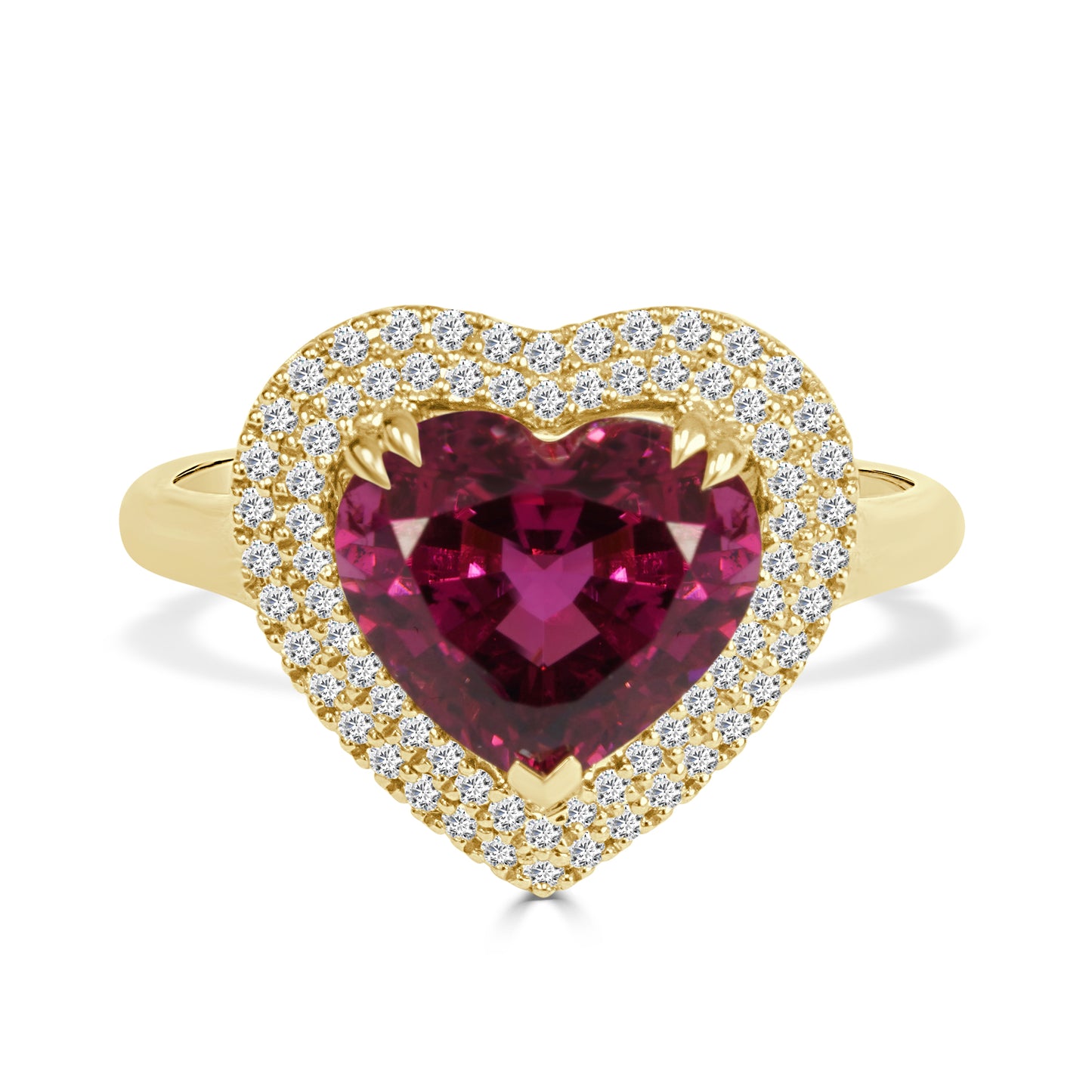 Rubellite and Round Brilliant Cut Diamond Ring image 0