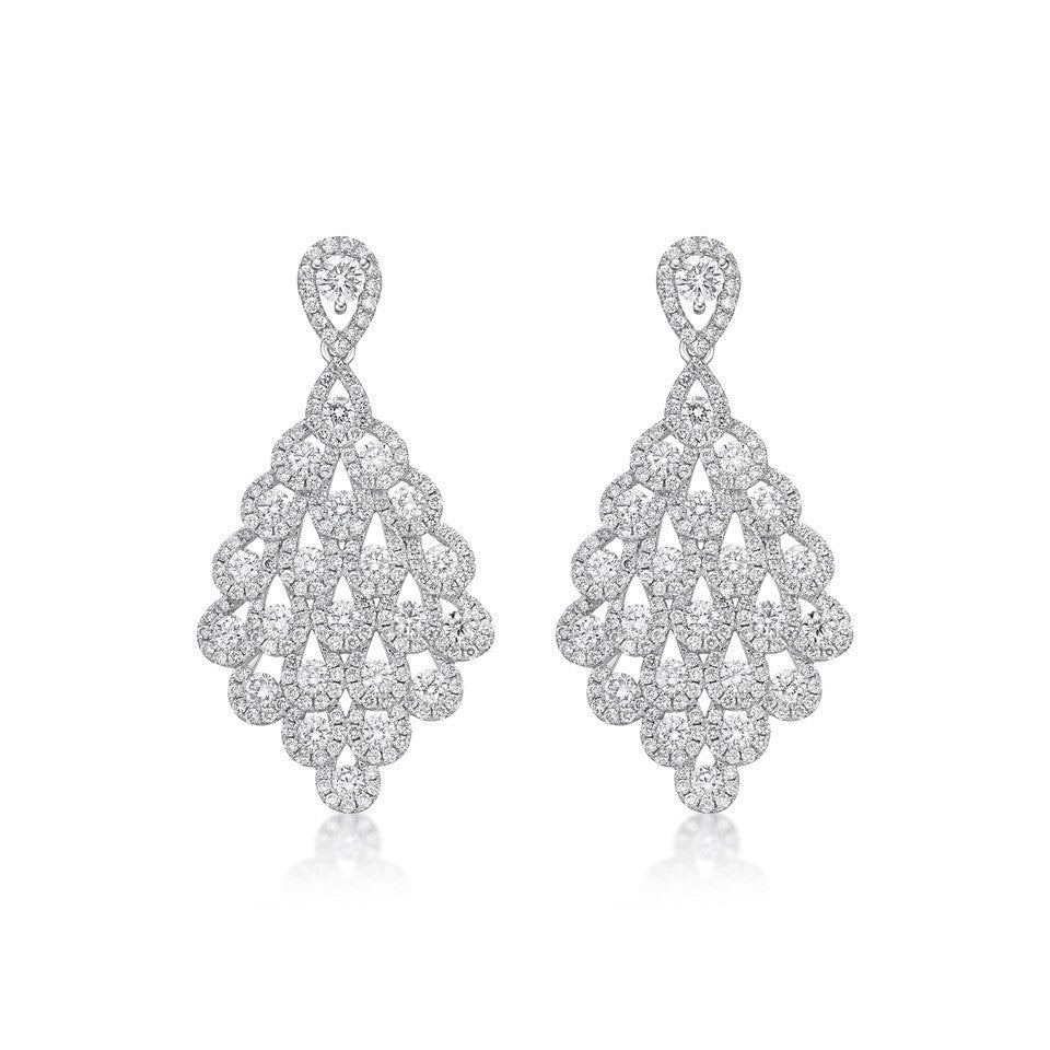 Round Brilliant Cut Chandelier Style Earrings image 0