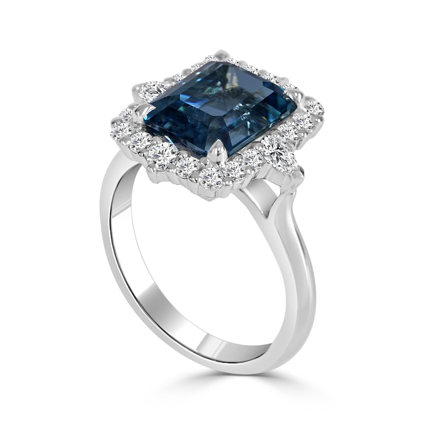 aqua and diamond white gold ring