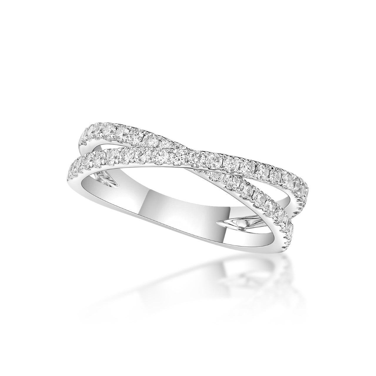 Round Brilliant Cut Crossover Dress Ring image 0