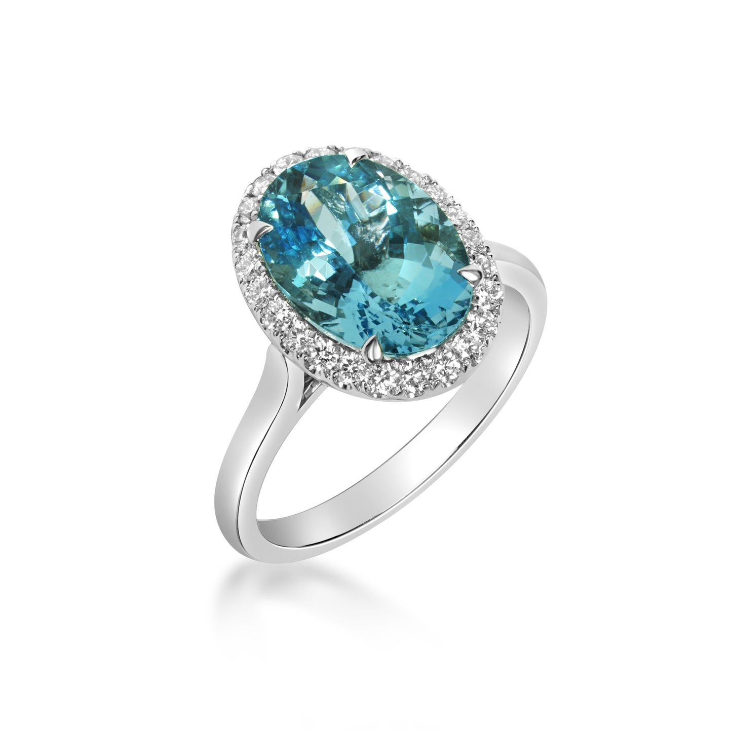 Aquamarine Oval and Diamond Dress Ring image 1