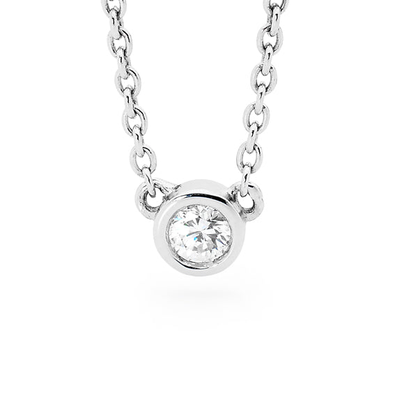 Round Brilliant Cut Diamond Necklace - Fine Gold Chain image 0