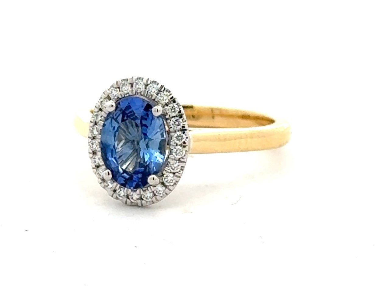 Ceylon Sapphire and Round Brilliant Cut Ring image 1