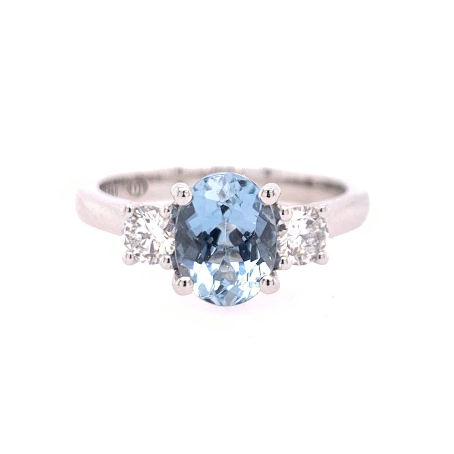 18k Oval Aquamarine Trilogy Dress Ring image 3