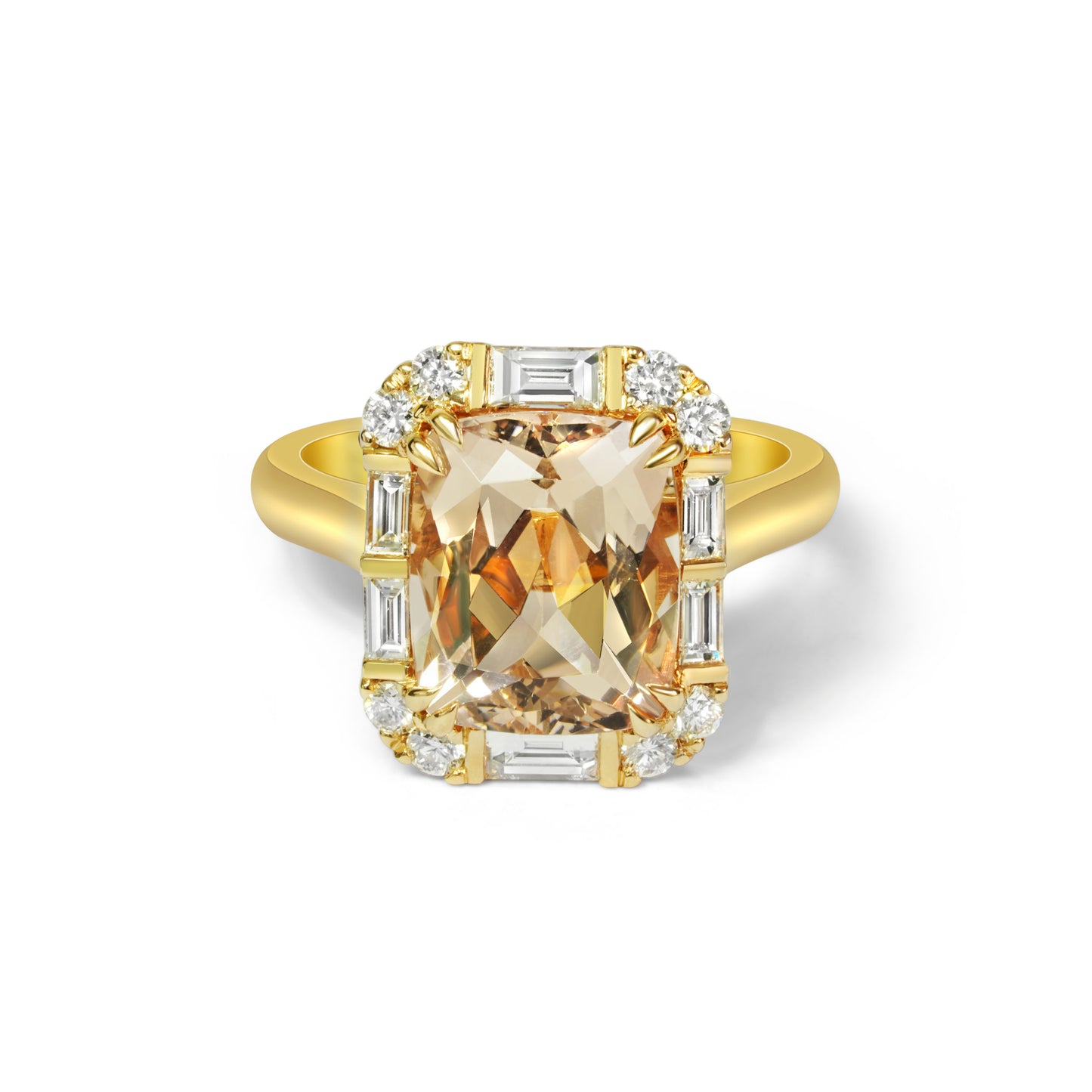 Cushion Cut Peach Morganite and Diamond Dress Ring image 0