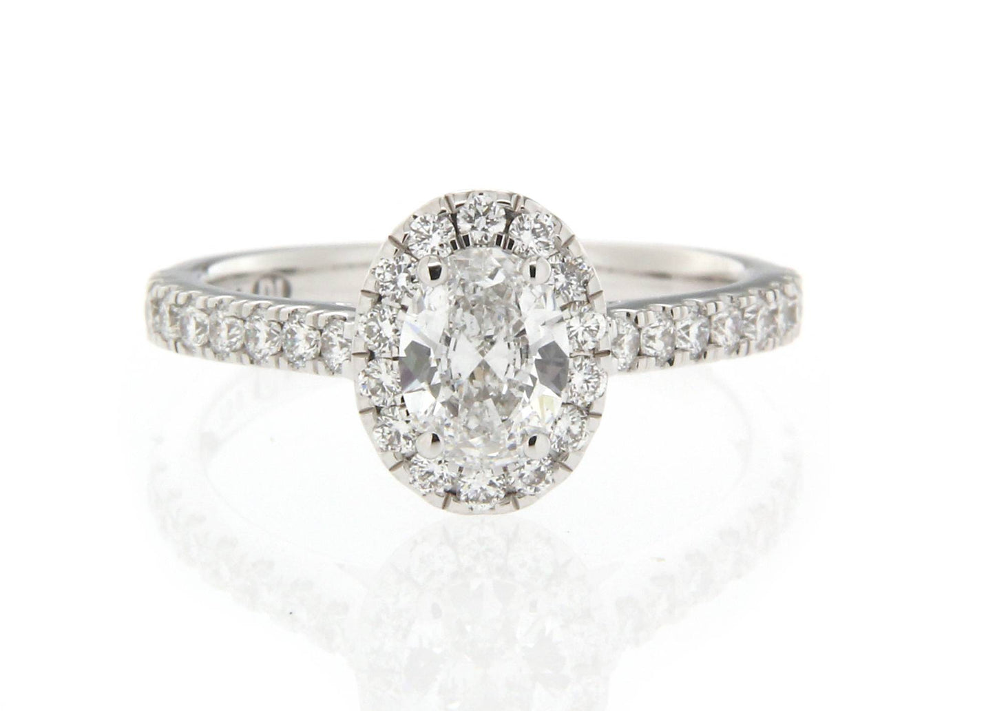18K 1 Carat Oval Halo Diamond Engagement Ring image 2