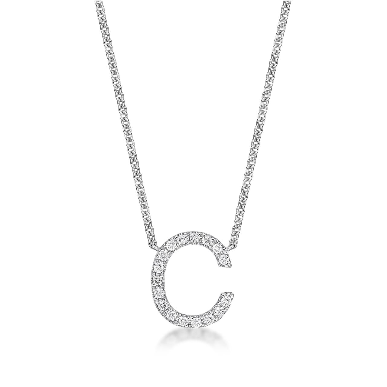 9K Round Brilliant Cut Diamond Initial Pendant image 1