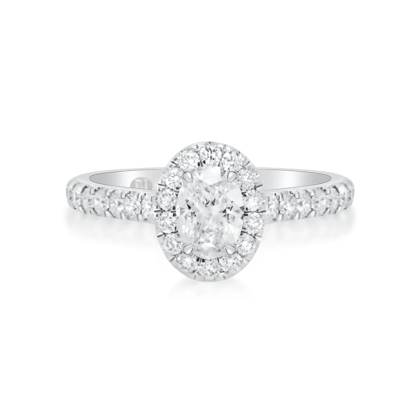 18K 1 Carat Oval Halo Diamond Engagement Ring image 0