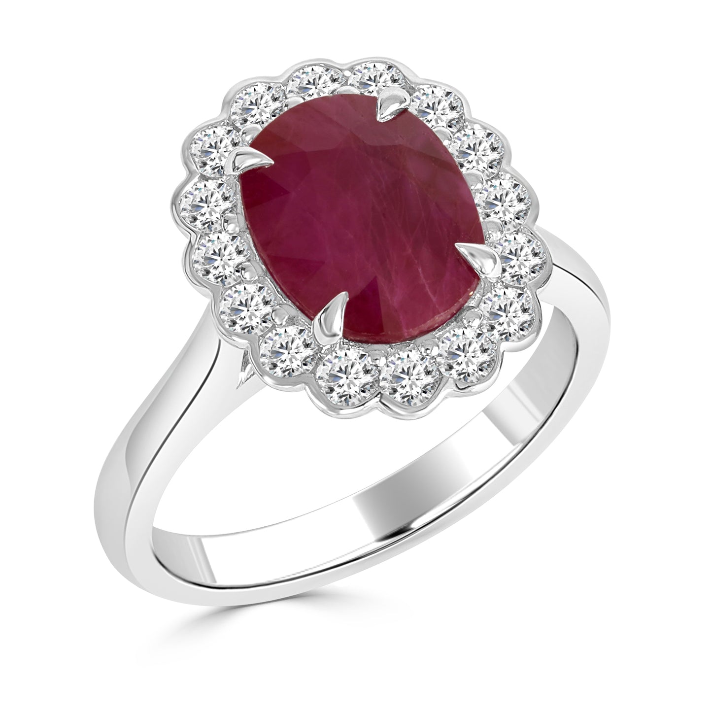 Ruby and Round Brilliant Cut Diamond Dress Ring image 1