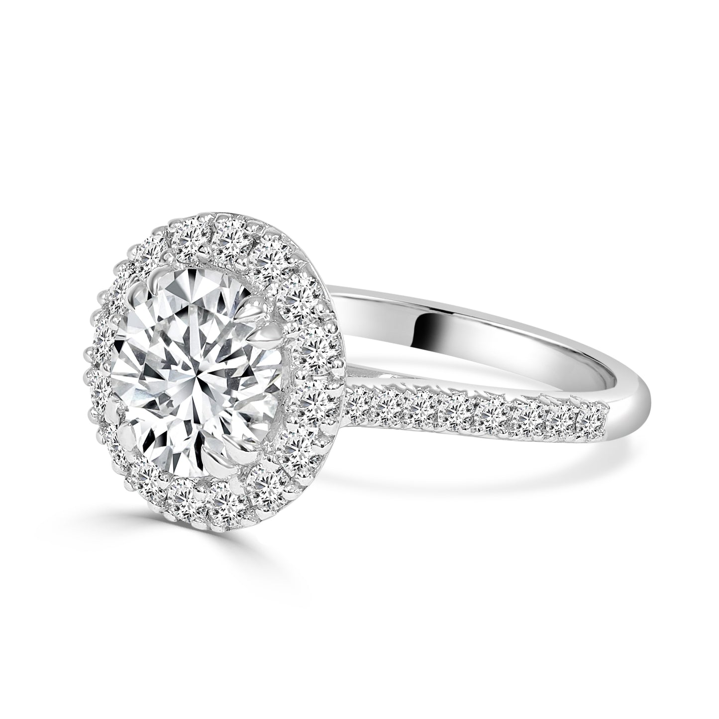 Lab Grown Round Brilliant Cut Diamond Halo Engagement Ring image 1