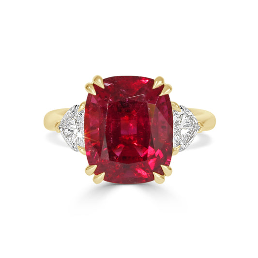 Rubellite and Heart Diamond Dress Ring
