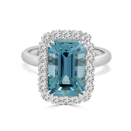 Aquamarine and Diamond Dress Ring