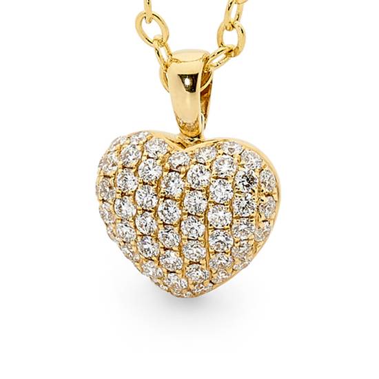 Round Brilliant Cut Pave Set Diamond Heart Pendant image 0