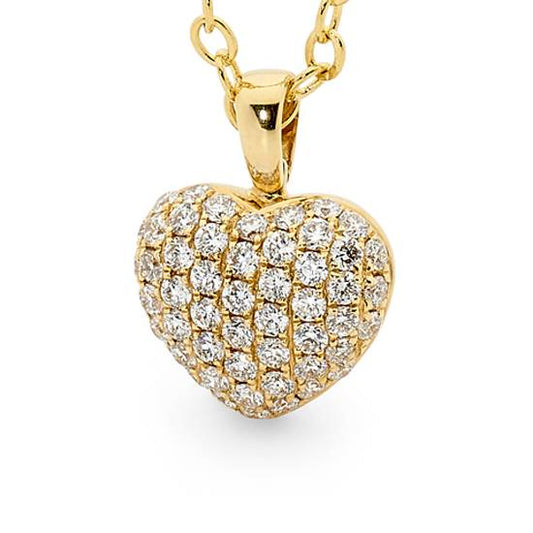 Round Brilliant Cut Pave Set Diamond Heart Pendant image 0