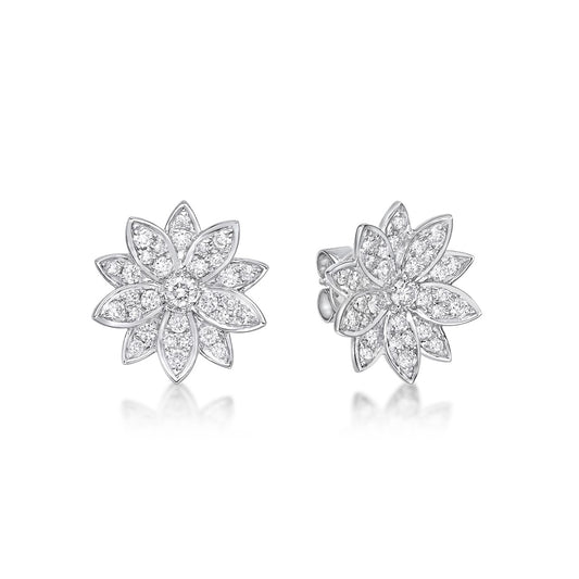 Round Brilliant Cut Diamond Flower Earrings image 0