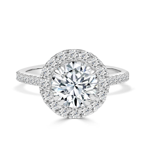 Lab Grown Round Brilliant Cut Diamond Halo Engagement Ring image 0