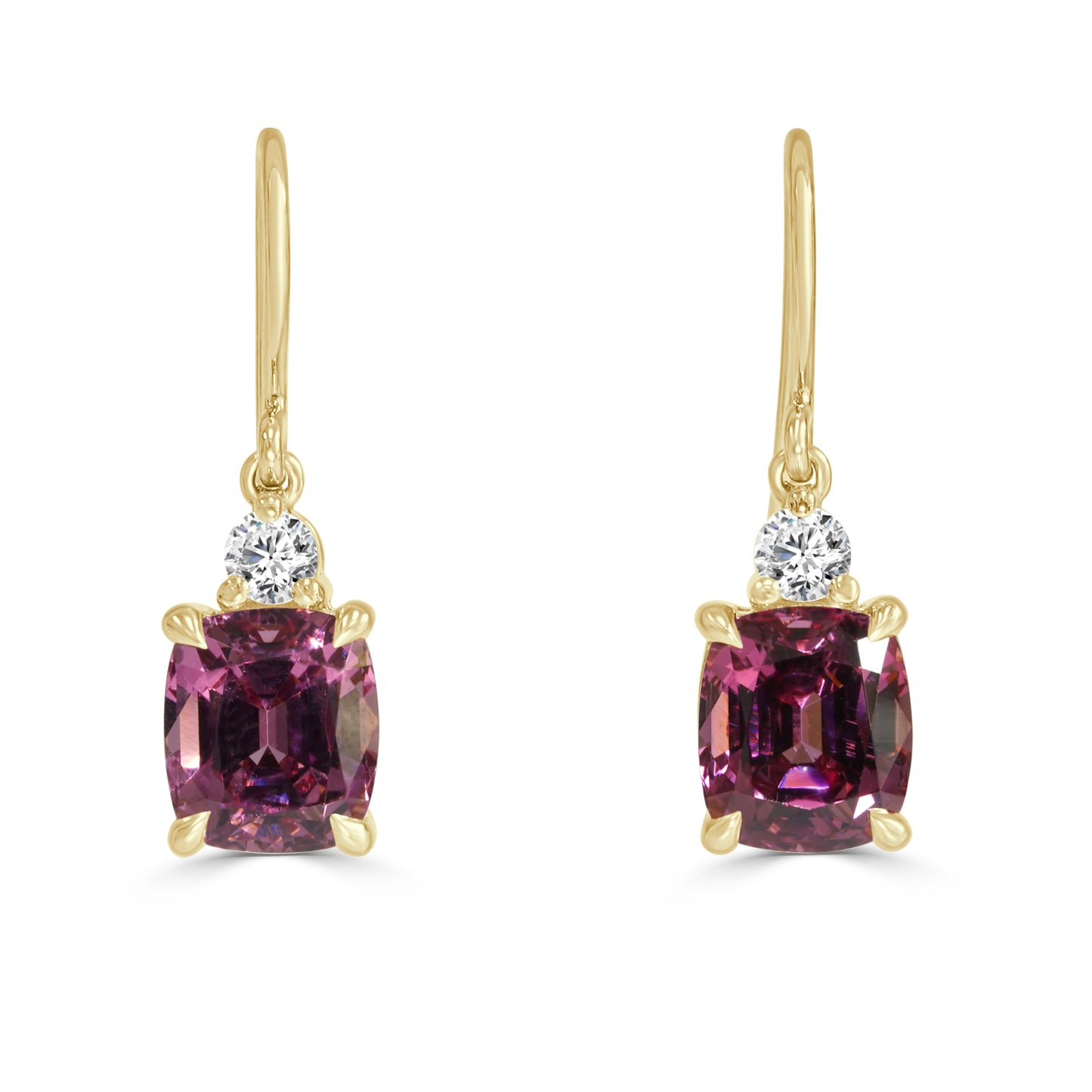 Rhodelite Diamond Drop Earrings