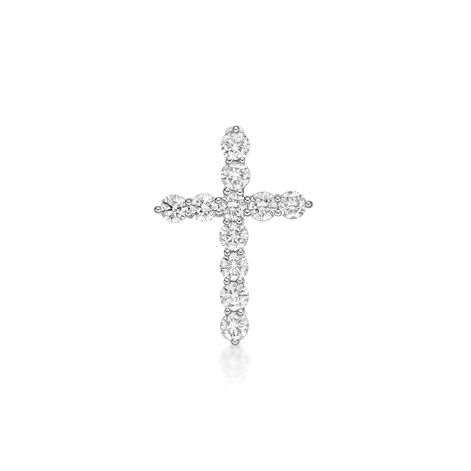 Round Brilliant Cut Diamond Cross Pendant image 0
