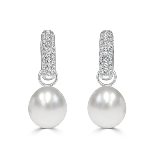 South Sea Pearl drop Diamond Earrings