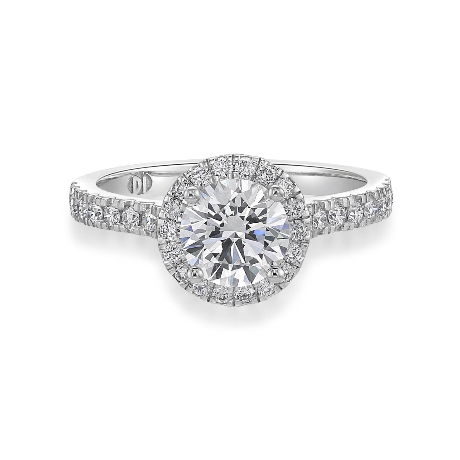 Classic fine halo engagement ring brisbane