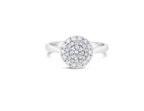 18K 0.75 Ct Total Double Halo Diamond Ring image 0